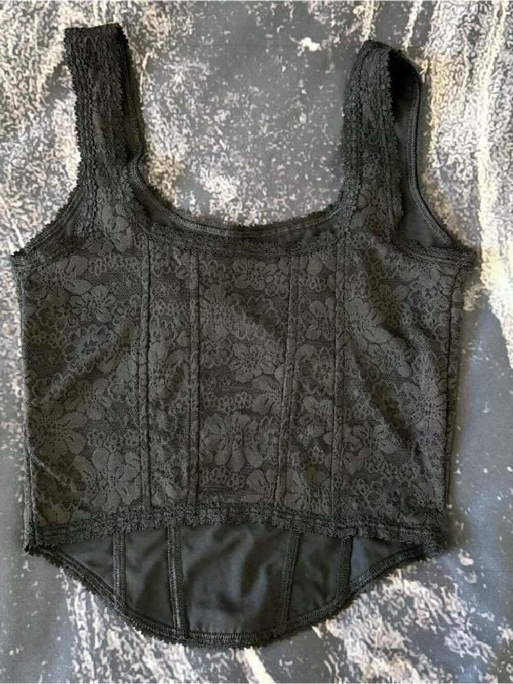 PINK Victoria’s Secret The Cinched Corset Tank Top in Black Lace Size Small - Picture 3 of 7
